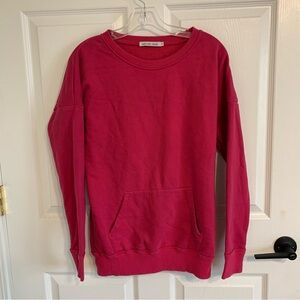 Michelle Mae Fuchsia Crew Neck Sweatshirt with front Pocket Soft Small